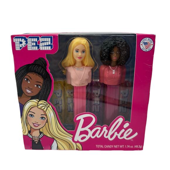Pez Other - Barbie Twin Box 2024 Set Barbie Gift Pez Dispensers Black & Blond Hair